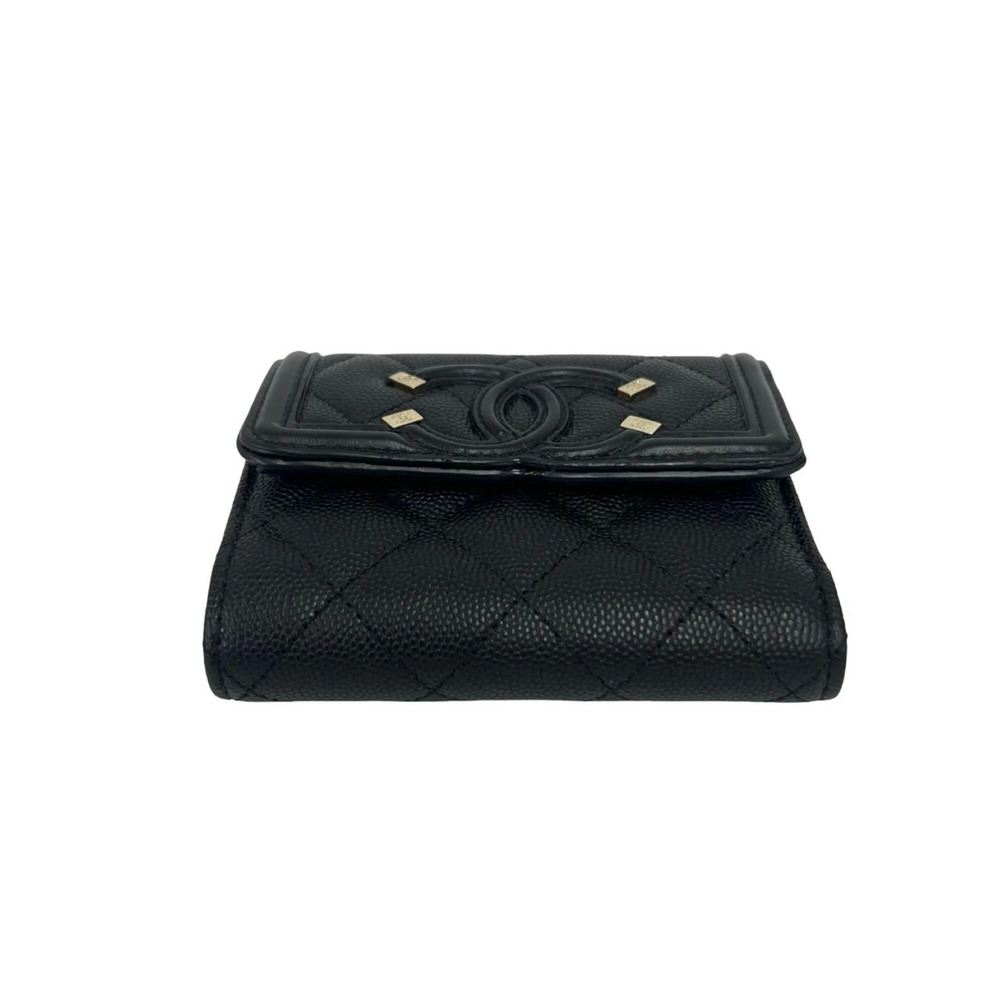 CHANEL Black Caviar Leather Logo Wallet - Picture 6 of 10